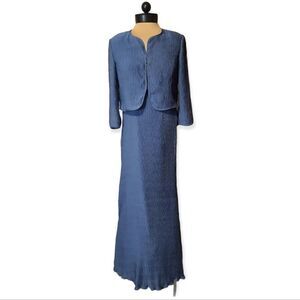 Mori Lee Blue Mother of the Bride Emvellished Gown with Jacket Size 10